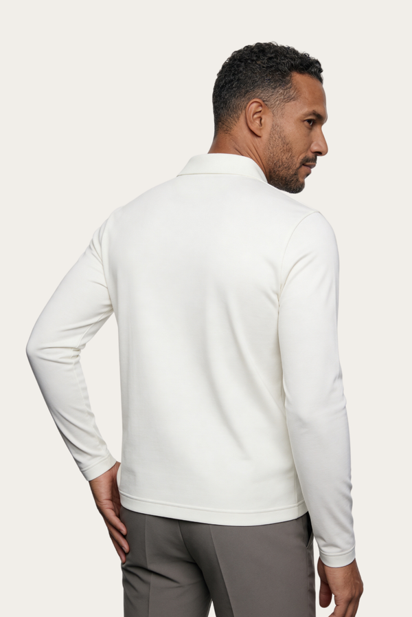 White Imperial Long Sleeve Polo