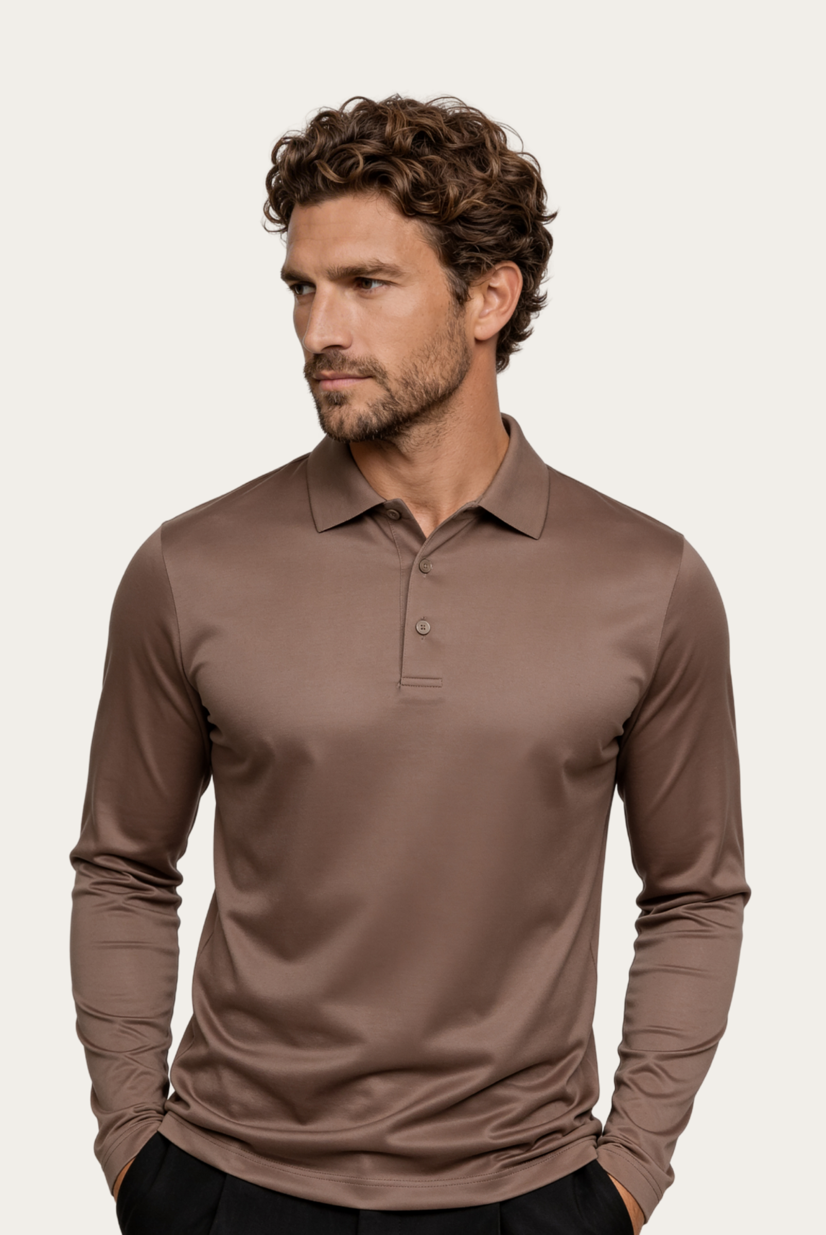 Taupe Imperial Long Sleeve Polo