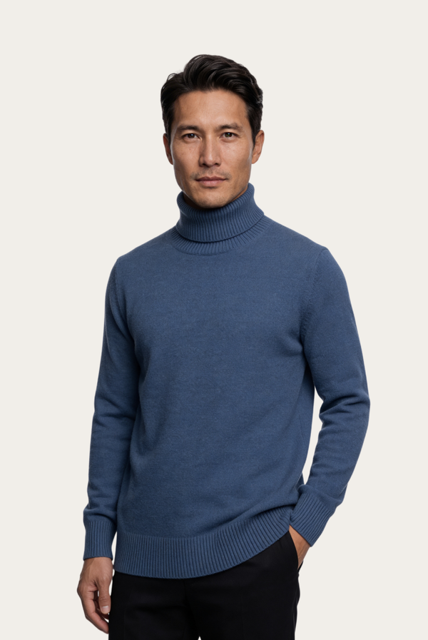 Blue Cashmere Turtleneck
