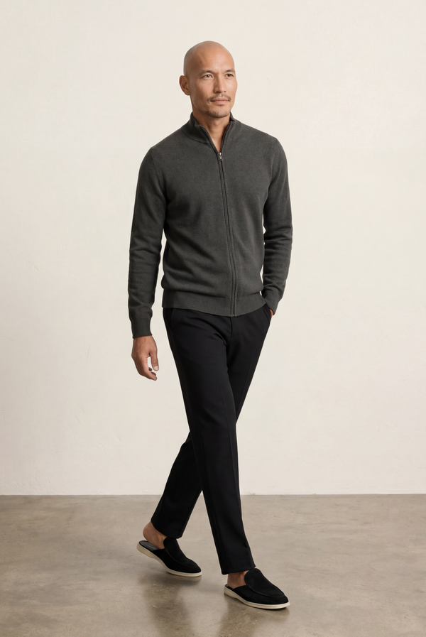 Grey Inside-Out Cashmere Cardigan