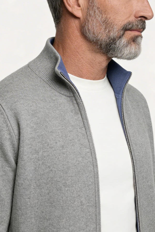 Light Grey Inside-Out Cashmere Cardigan