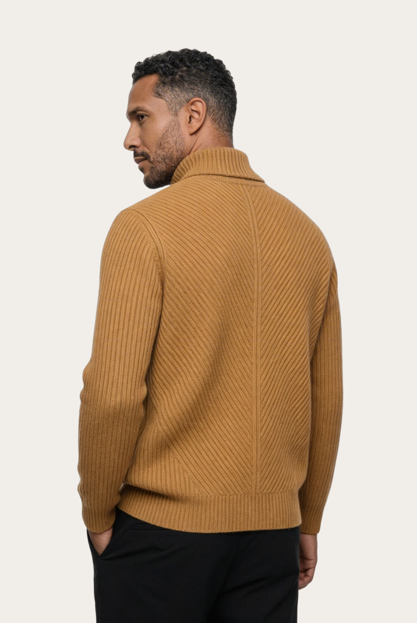 Camel Ribbed Cashmere Sweater