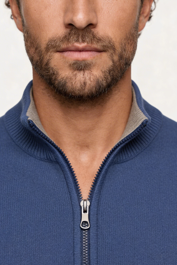 Navy Blue Inside-Out Cashmere Cardigan