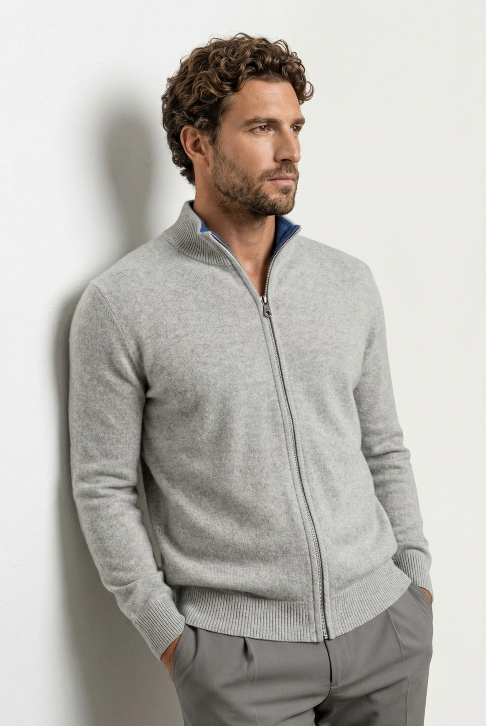 Navy Blue Inside-Out Cashmere Cardigan