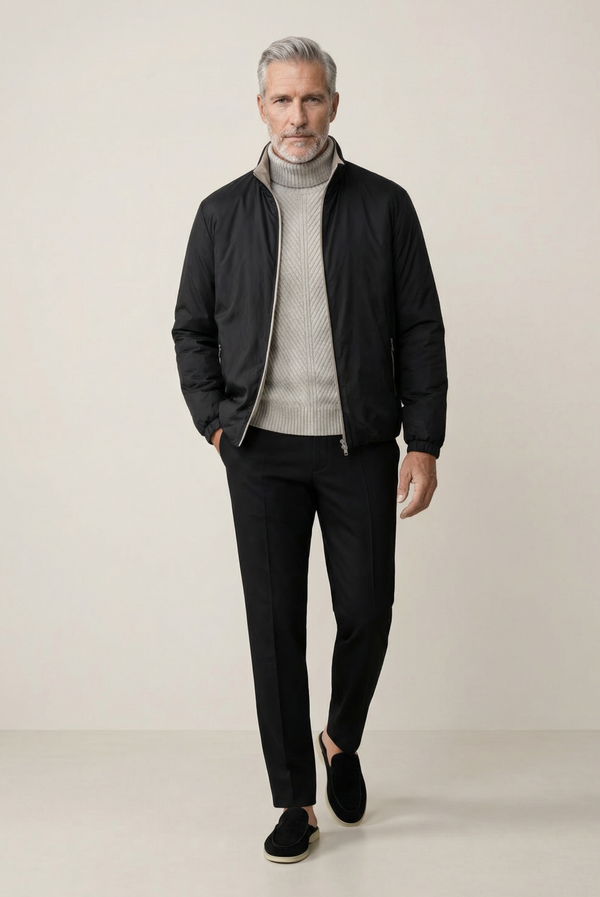 Grey Ribbed Cashmere Sweater