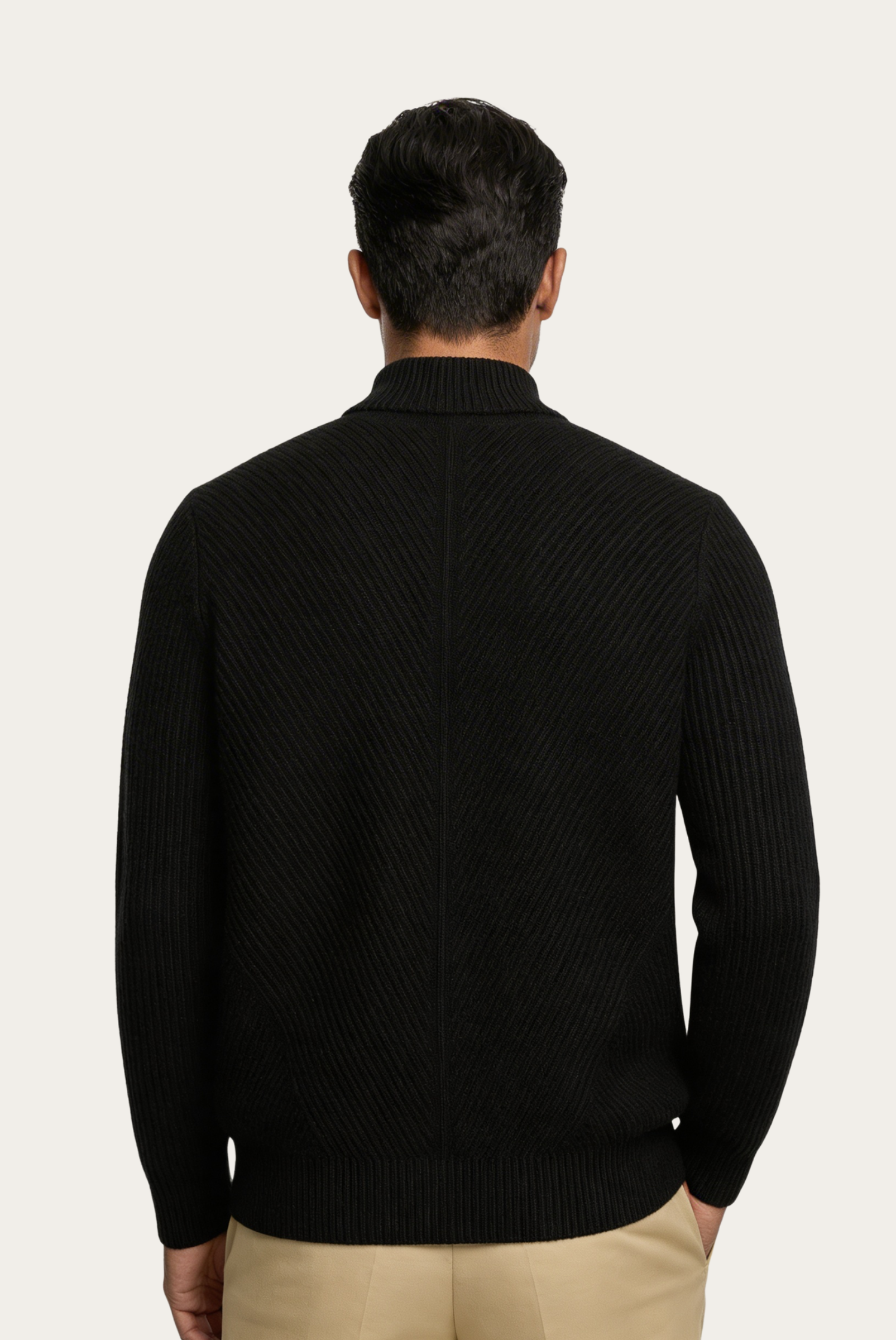 Black Ribbed Cashmere Sweater