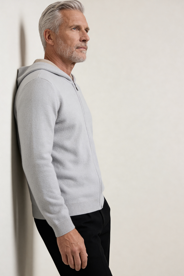 Silver Grey Cashmere Drape Cardigan
