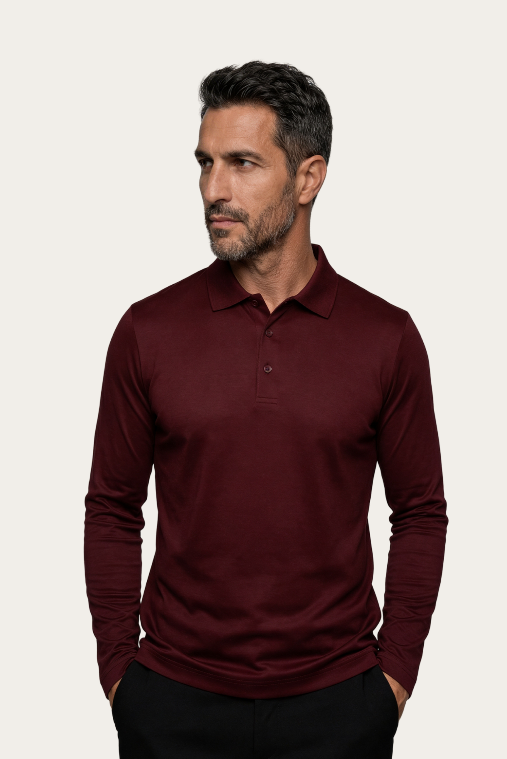 Burgundy Imperial Long Sleeve Polo