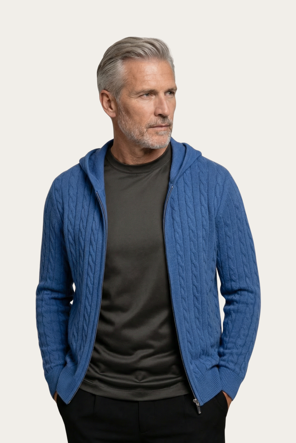Blue Cashmere Zip Jacket