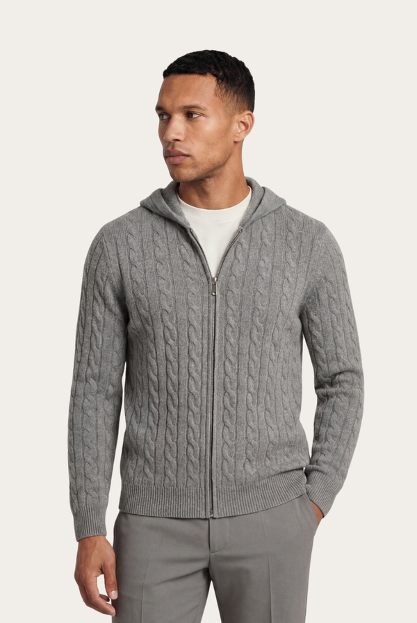 Grey Cashmere Zip Jacket