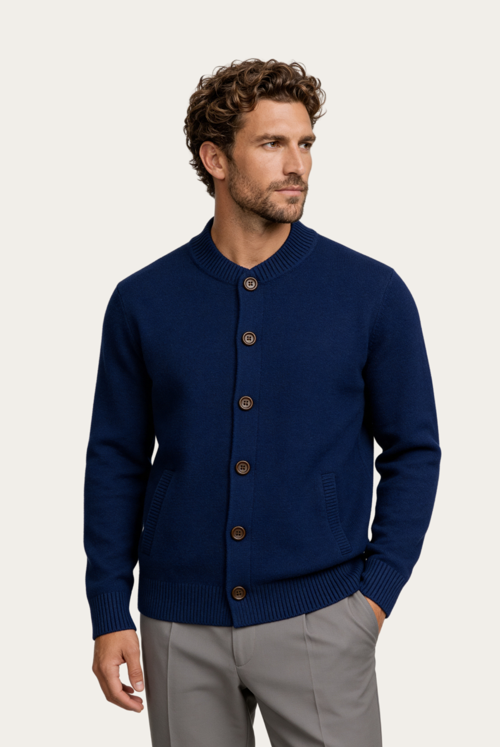 Navy Blue Cashmere Cardigan