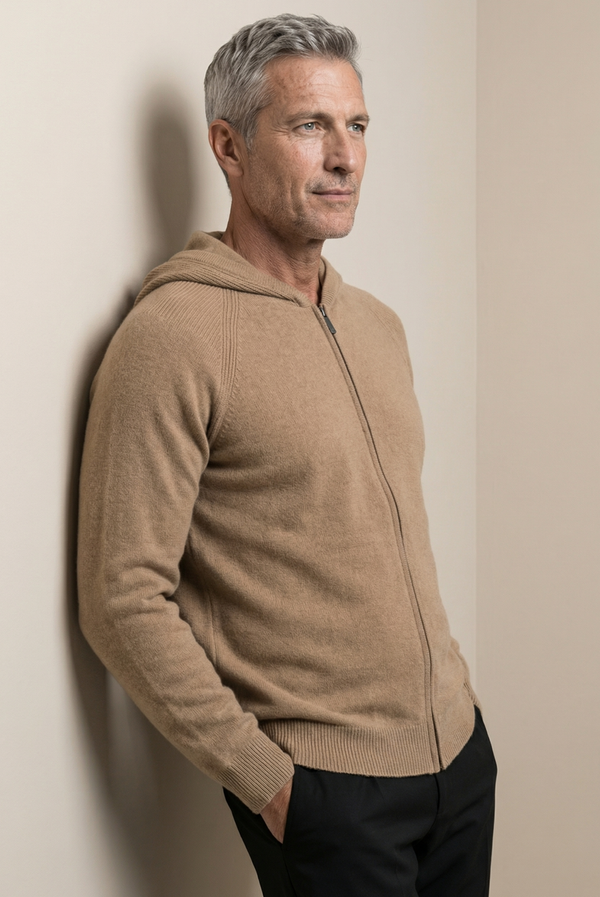 Camel Donati Wool Zip Jacket